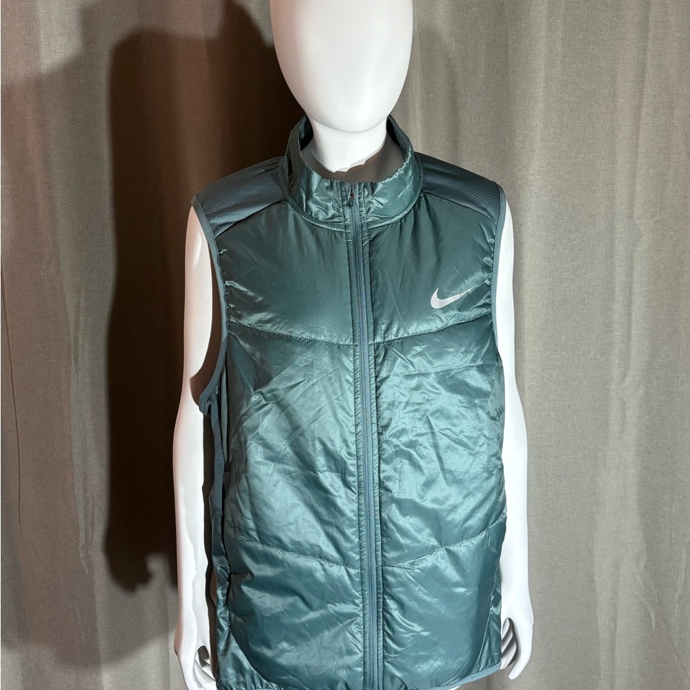 Nike Green Blue Athletic Vest Quilted Light Weight Running Vest